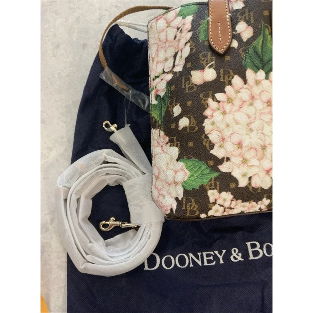 Dooney & Bourke Hydrangea Monogram Small Satchel Brown Pink BSGHY0870 WHBS New